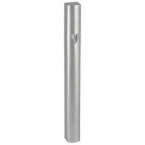 Mezouza en aluminium 15 cm de couleur argent mat, motif "S" en métal...