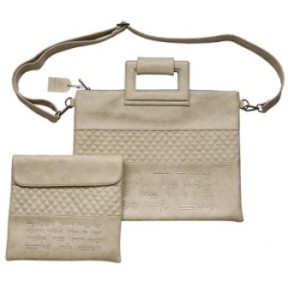 Tallit pouch in gray imitation leather with "viberach" embroidery ...