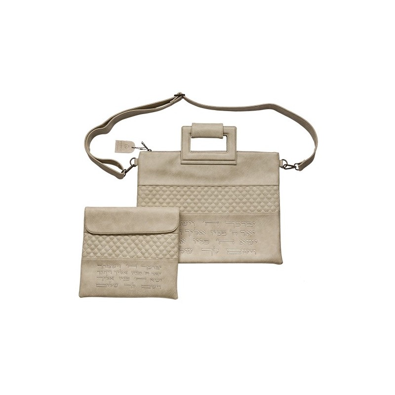Tallit pouch in gray imitation leather with "viberach" embroidery ...