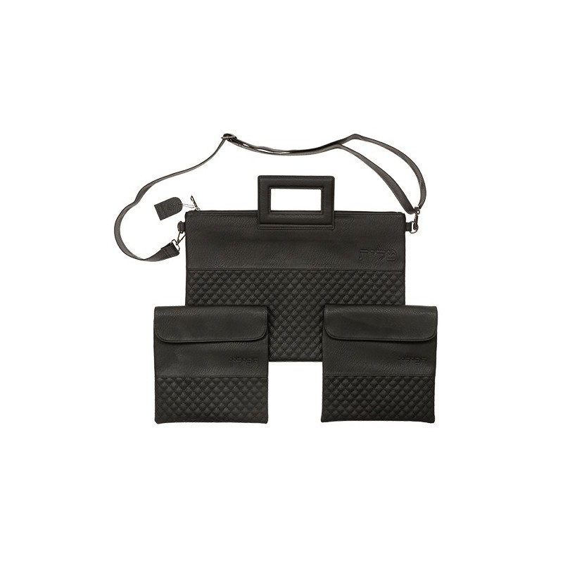 Talit with two tefillin, black color, with 45 handle ...