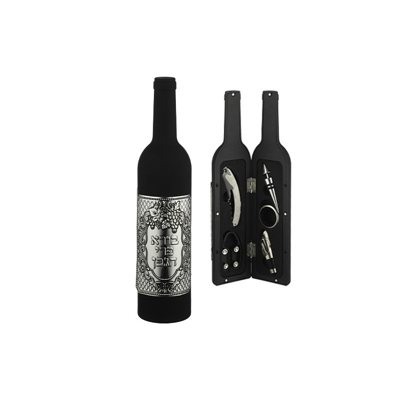 Set of wine accessories in a bottle with a 32 cm plate ...