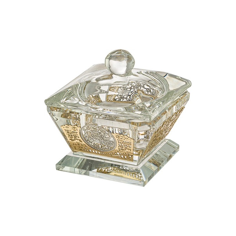 Salière en cristal avec plaque découpée au laser et couvercle 4*6 cm...