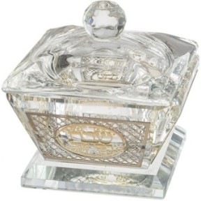 Salière en cristal avec plaque découpée au laser et couvercle 4*6 cm...