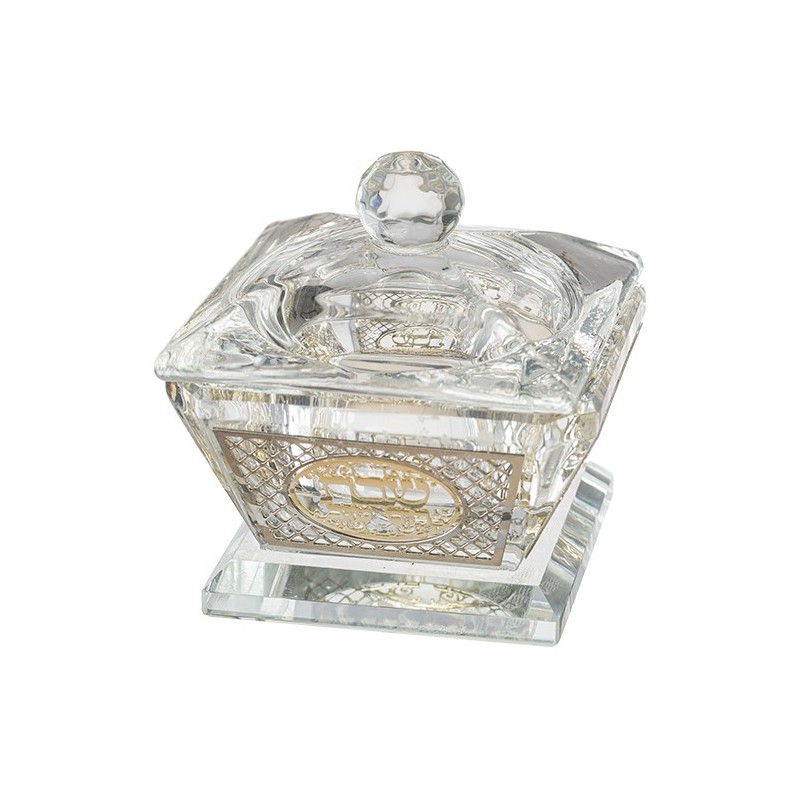 Salière en cristal avec plaque découpée au laser et couvercle 4*6 cm...