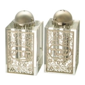 Salière en cristal avec plaque découpée au laser "Grenades" 8x4 cm...