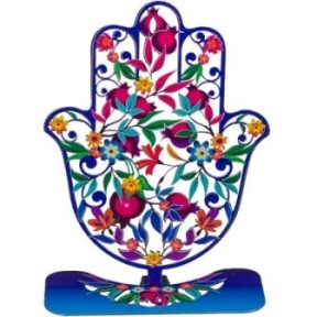 Hamsa "floral" cut in the laser with base, 17 cm ,,,,