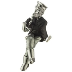 Hassid figurine seated in black and silver polyresin with fabric feet playing the 19 cm saxophone ,,,,