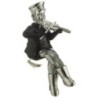Figurine d'un Hassid assis en polyrésine noire avec des pieds en tissu argenté jouant du violon 19 cm,,,