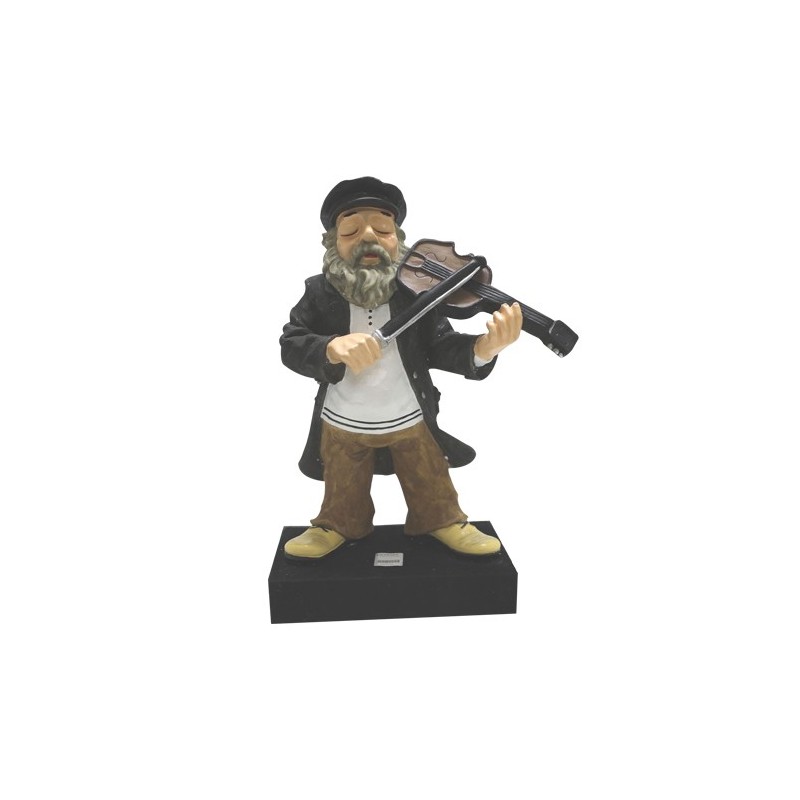 Figurine of a black polyresin hassid is held on a scene and plays the 48 cm violin ,,,,