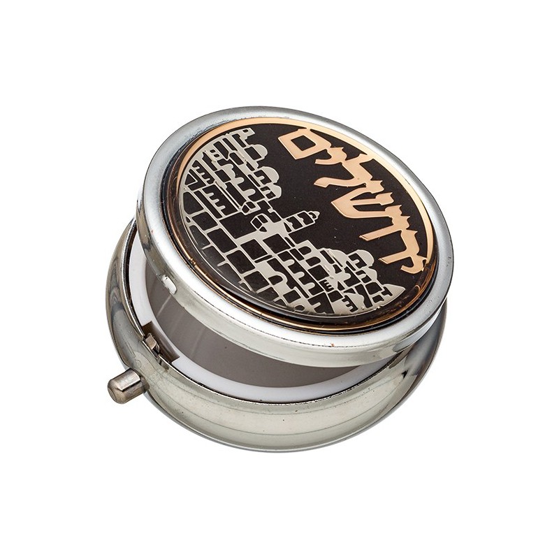 Tobacco container with interior mirror "Jerusalem" 6 cm