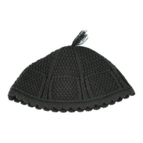 Smooth black jerusalem kippah 24 cm