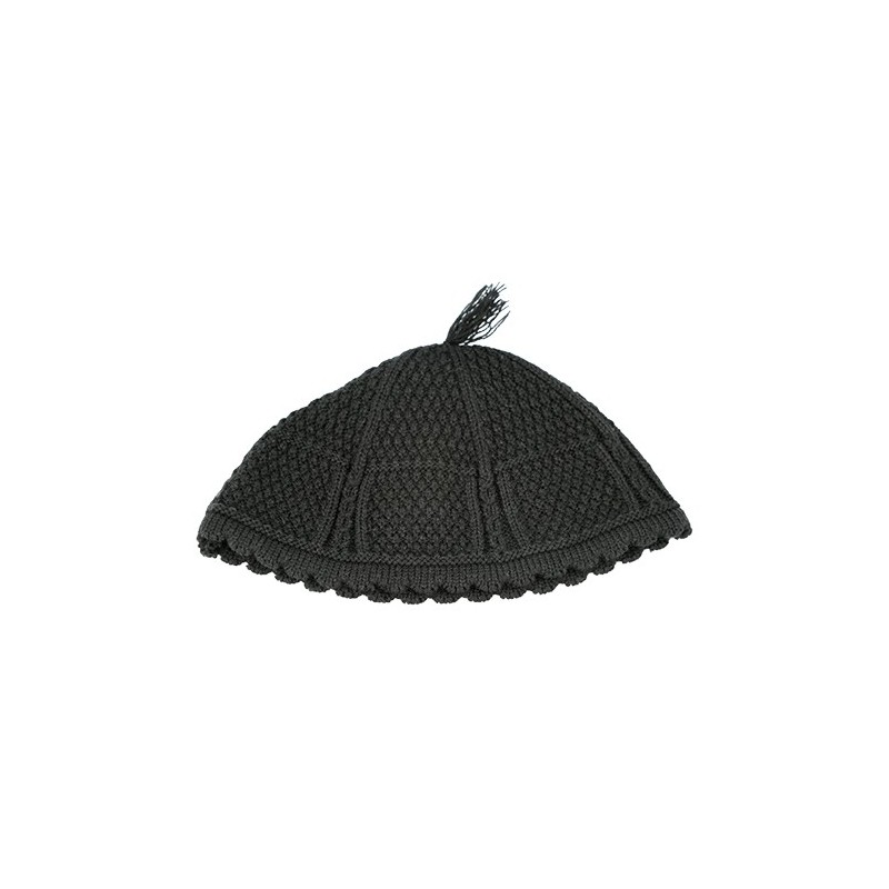 Smooth black jerusalem kippah 24 cm