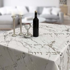 Elegant "Silver Marble" 140x280 cm tablecloth