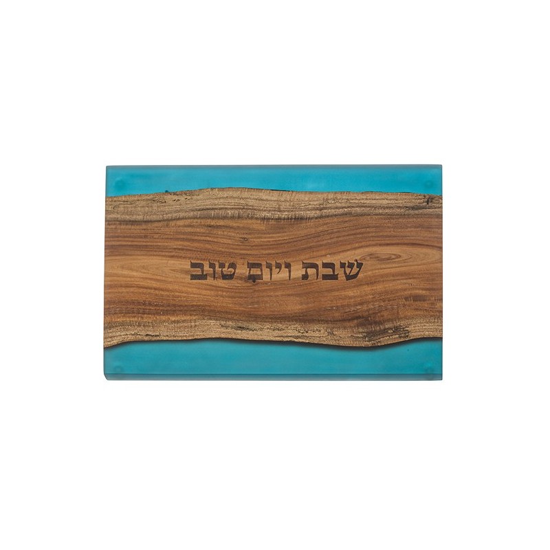 Challah "Axia Wood" tray natural with epoxy 41x28 cm