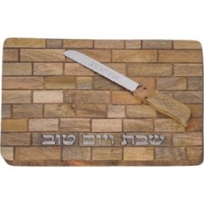 Challah tray in natural mango wood with epoxy + 41x27 cm knife ...