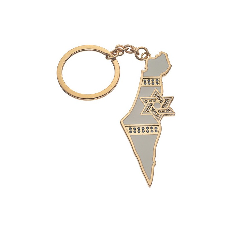 Gold keychain in the form of a card of Israel 5 cm