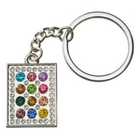 Nickel keychain - Plastron and stone inlays