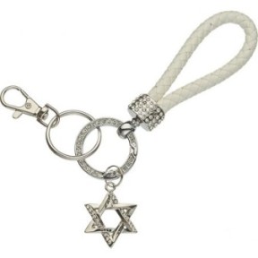 Nickel keychain with David star buckle and stone inlays ...