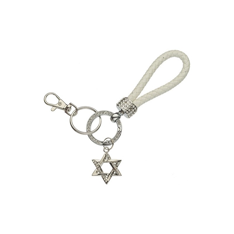 Nickel keychain with David star buckle and stone inlays ...