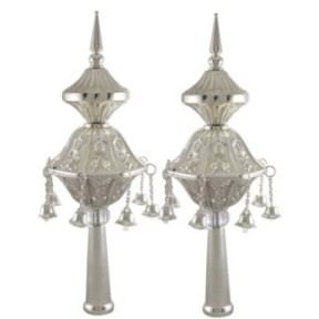 Pair of silver grenades for Torah roller 32 cm