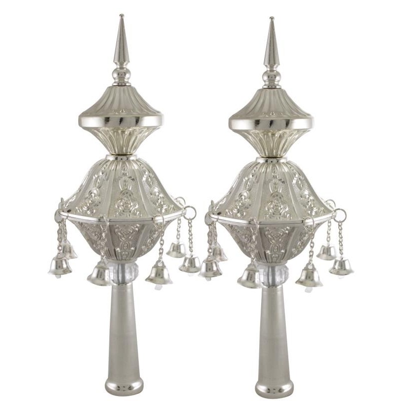 Pair of silver grenades for Torah roller 32 cm