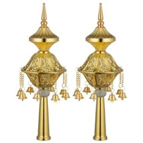 Pair of gold grenades for 32 cm Torah roll.