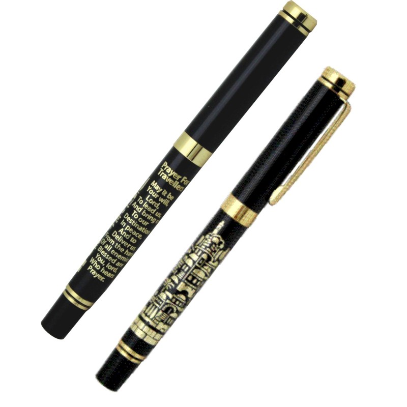 Elegant black pen with golden lettering "The Prayer of the Way" with a unique design ...