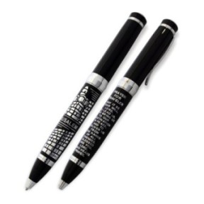 Elegant black pen with silver inscription "The prayer of the path" with a design ...