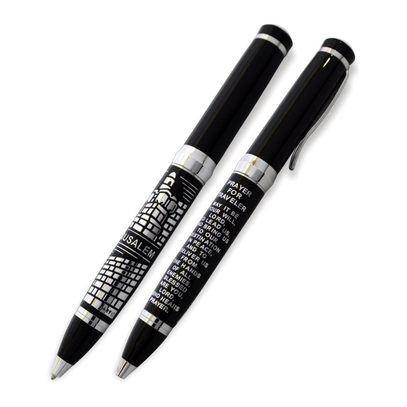 Elegant black pen with silver inscription "The prayer of the path" with a design ...