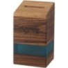 Wooden tsedaka box with turquoise epoxy 14 cm
