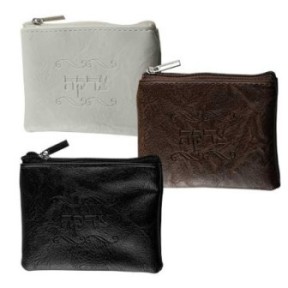 Tsédaka bag support in imitation leather 24 pieces - different colors ...