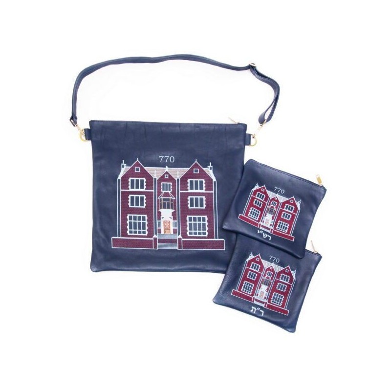 Smooth blue pouch with multicolored embroidery 770