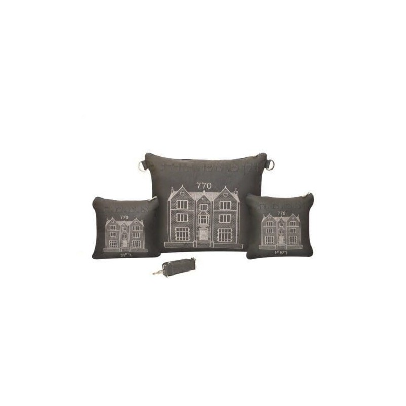 Gray grain pocket with gray embroidery