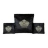 Leather pouch for THATH and TEFILLIN HASSIDIC STYLE: black fur, golden embroidery with stones