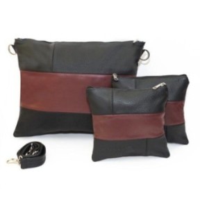Leather pouch for THATH and Tefillin Classic style: black grain colors, smooth black, burgundy