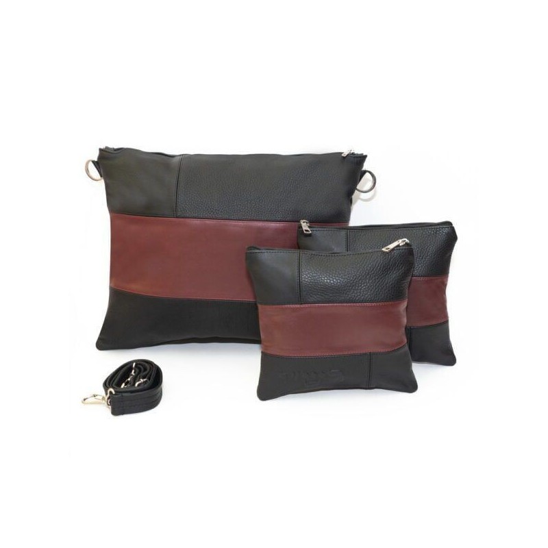 Leather pouch for THATH and Tefillin Classic style: black grain colors, smooth black, burgundy