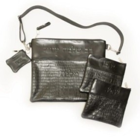 Leather pouch Collection Textures: Brilliant black and black crocodile