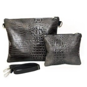 Leather pouch Collection Textures: Gray Croco