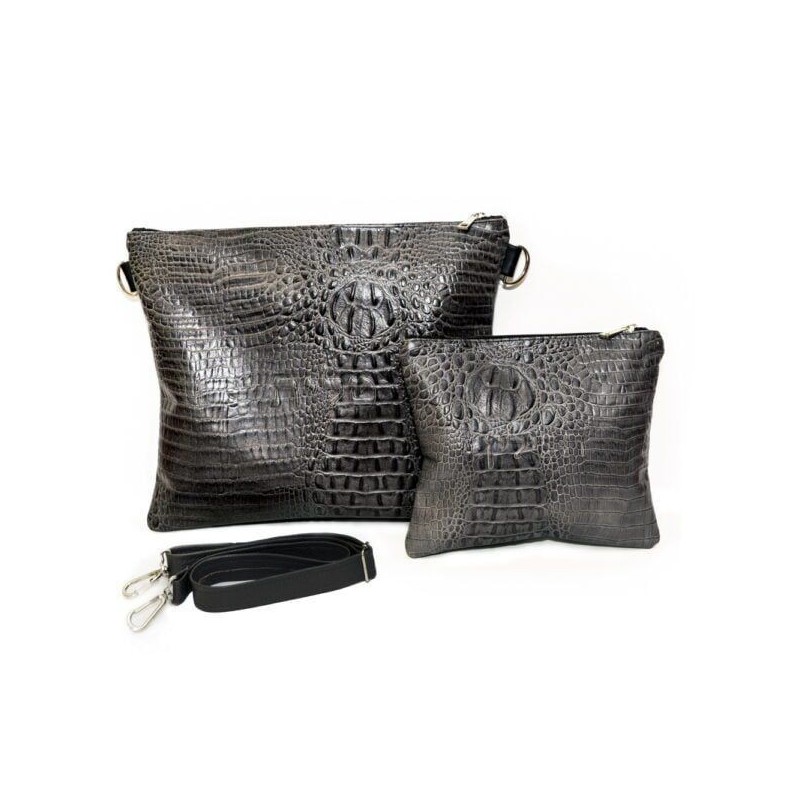 Leather pouch Collection Textures: Gray Croco