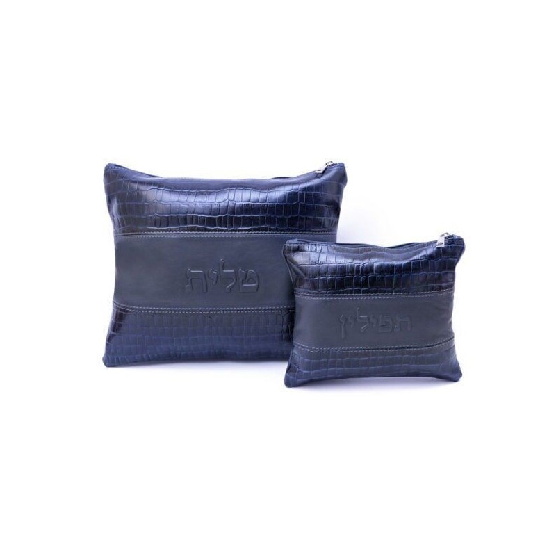 Leather pouch Collection Textures: Blue and smooth blue crocodile