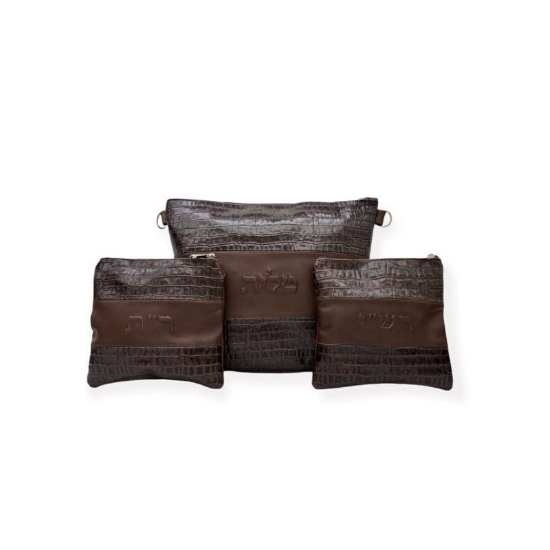 Leather pouch Collection Textures: Brown crocodile and smooth brown