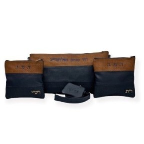Leather pouch Collection Textures: braided brown, blue and braided blue grain