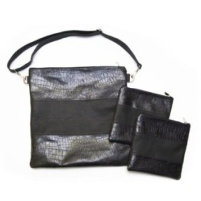 Leather pocket Collection Textures: Black crocodile and black grain