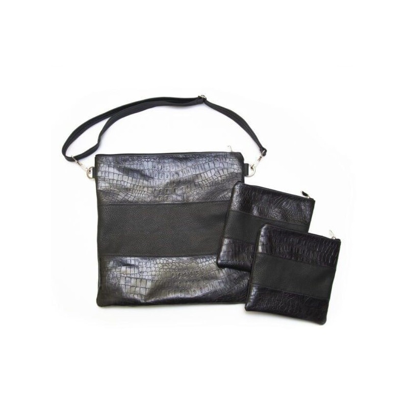 Leather pocket Collection Textures: Black crocodile and black grain