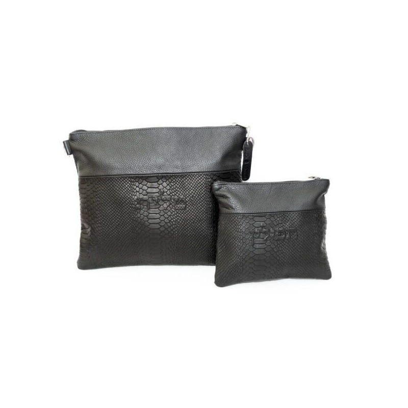 Leather pouch Collection Textures: Black grain and black anaconda