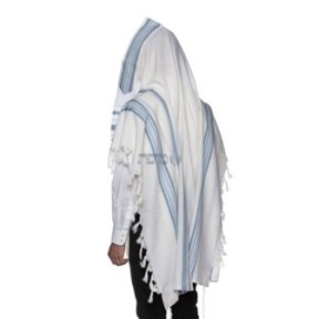White woolen tighth sky blue strip