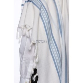 White woolen tighth sky blue strip