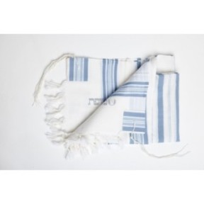 White woolen tighth sky blue strip