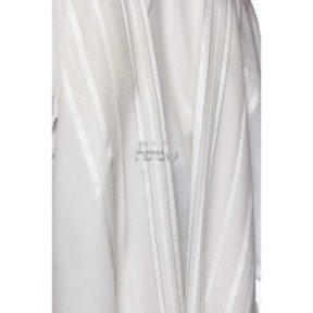 Talith in woolen white strip argente