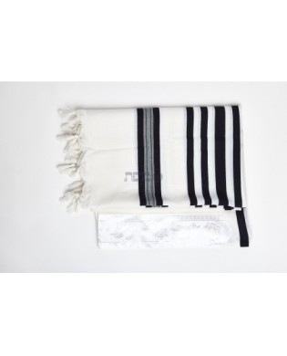 Talith cotton bande noir